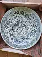 タイの古い皿　スンコロク青磁鉄絵 タイの古い皿 スンコロク青磁鉄絵 タイの古い皿 スンコロク青磁鉄絵